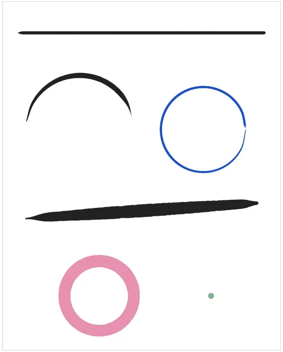 Now: a circle drawn from few points stays smooth, and strokes taper at the end