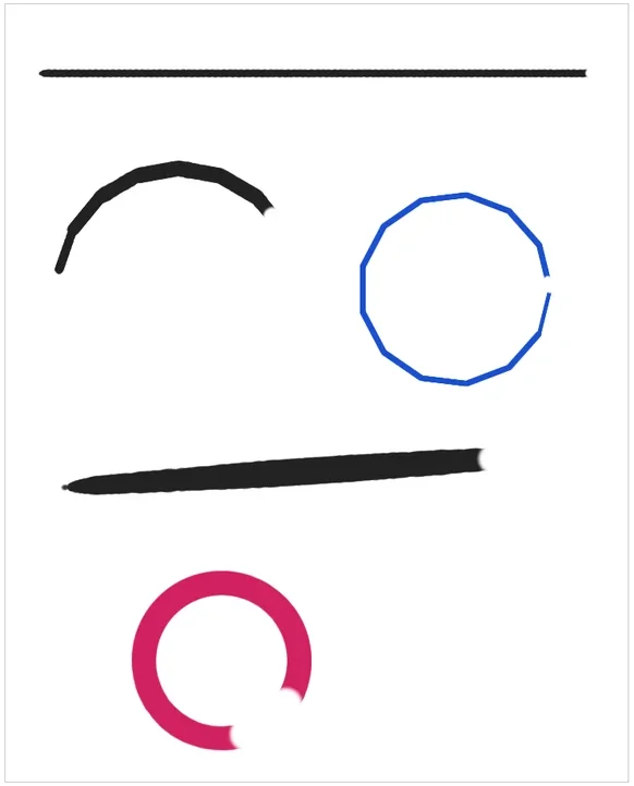 Before: the circle became a polygon and stroke ends were cut off