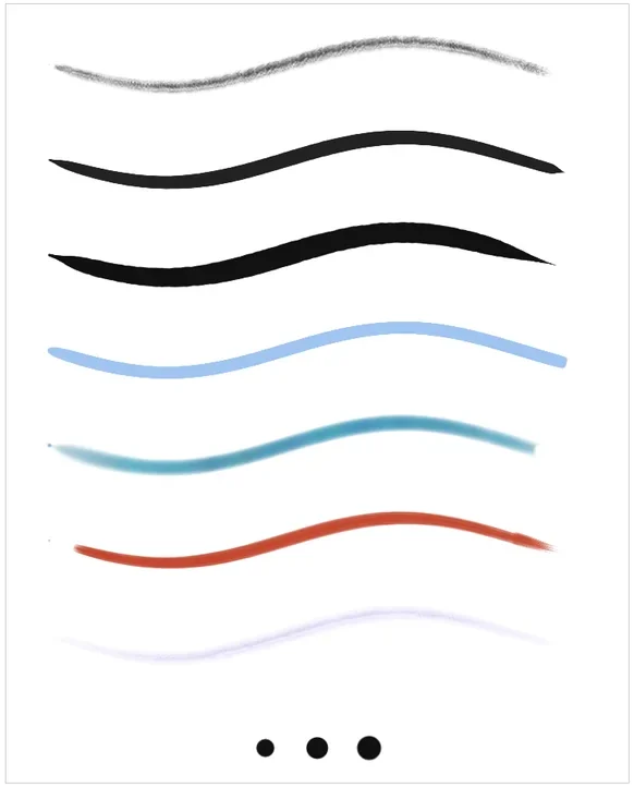 Now: strokes from seven brushes stay unbroken and taper at the end